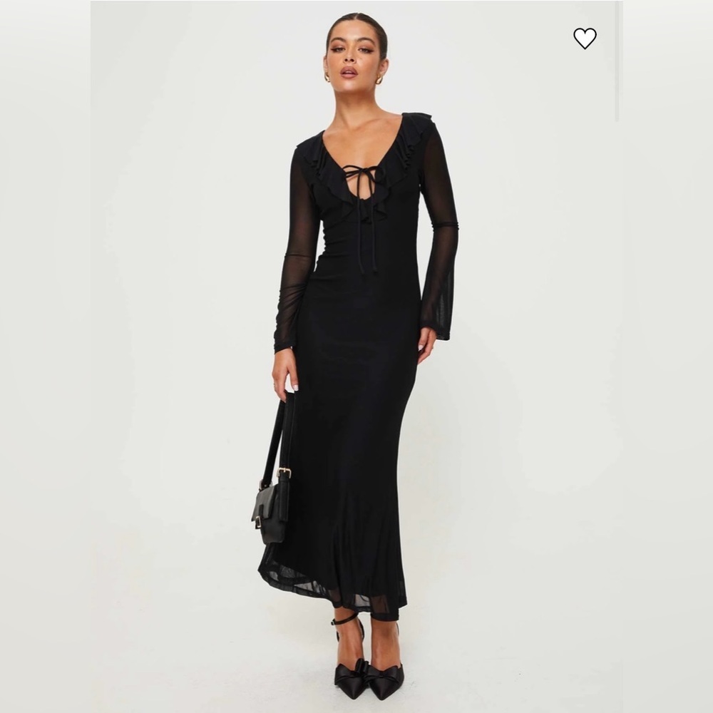 Princess Polly Maskell Long Sleeve Maxi Dress Black Sheer — Size 4 - Picture 3 of 14